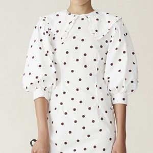 GANNI PRINTED COTTON POPLIN MINI DRESS